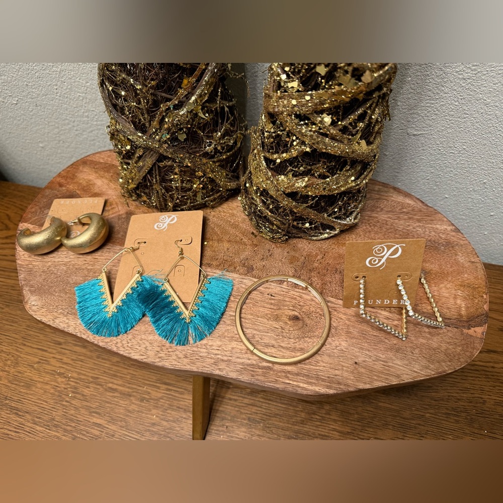 Plunder Gold and Turquoise Fringe Earrings